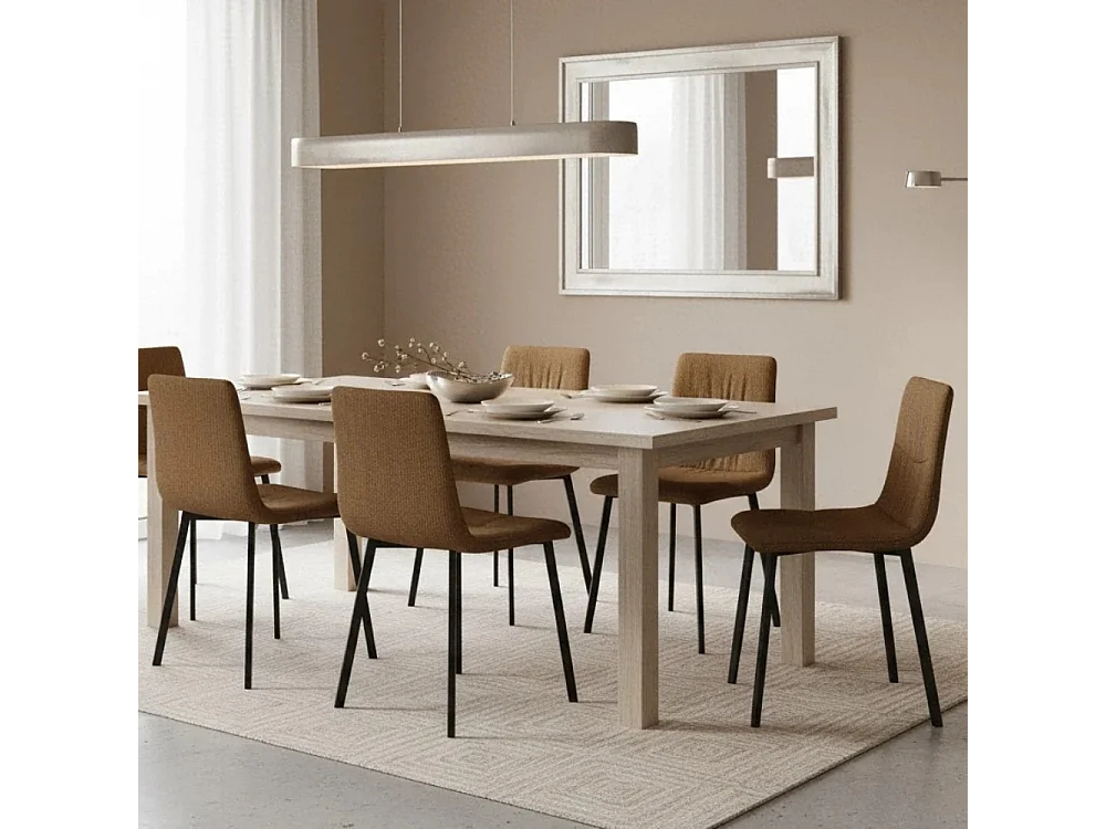 Daisy, Set di 4 Sedia in tessuto easy-clean con gambe in metallo verniciato (46cm X 55cm H. 87.5cm)