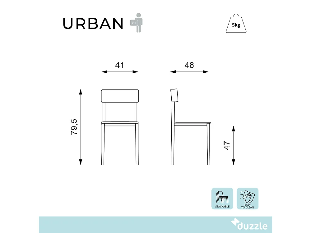 Urban, Set di 4 Sedia in polipropilene (50cm X 51cm H. 77cm)
