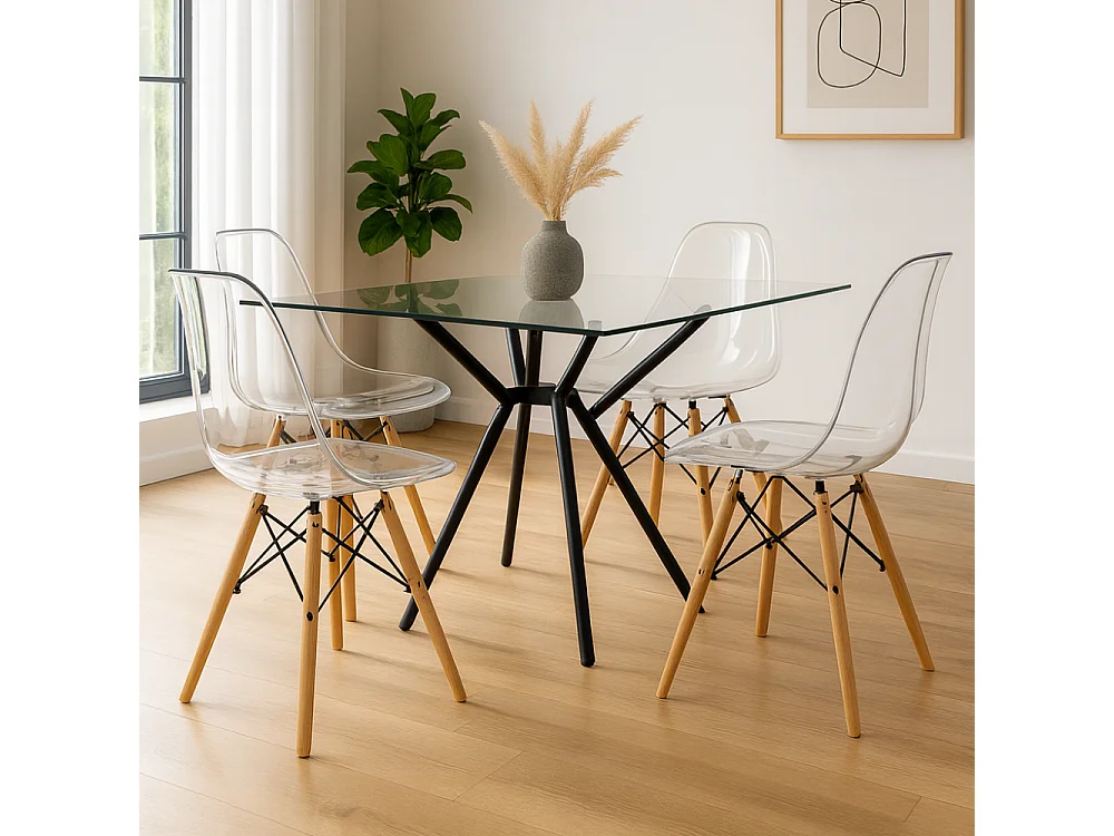 Casper, Set di 4 Sedia in policarbonato (47cm X 46cm H. 82cm)| Duzzle