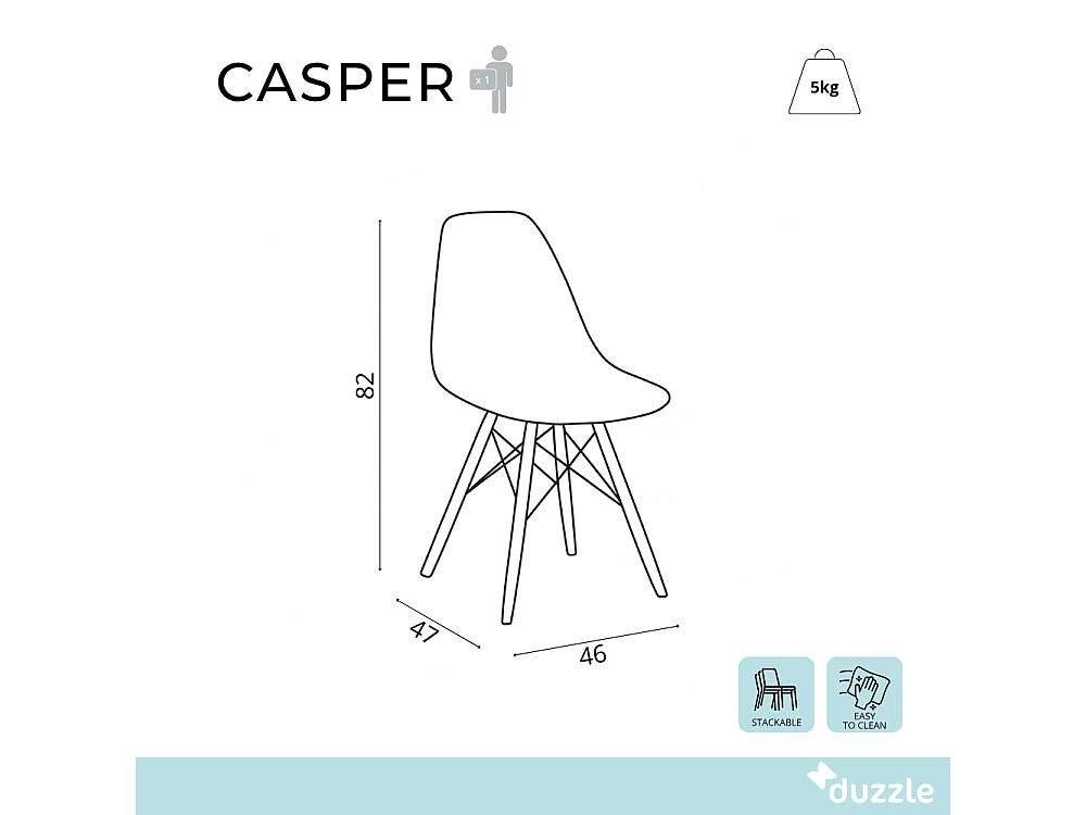 Casper, Set di 4 Sedia in policarbonato (47cm X 46cm H. 82cm)| Duzzle