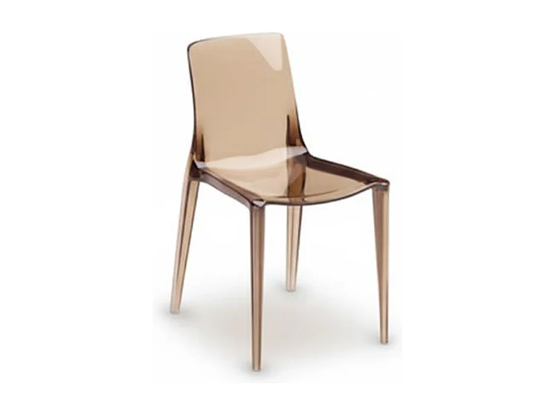 Blink, Set di 4 Sedia con gambe e seduta in policarbonato colore Cappuccino  (46.5cm X 54cm H. 82cm)| Duzzle