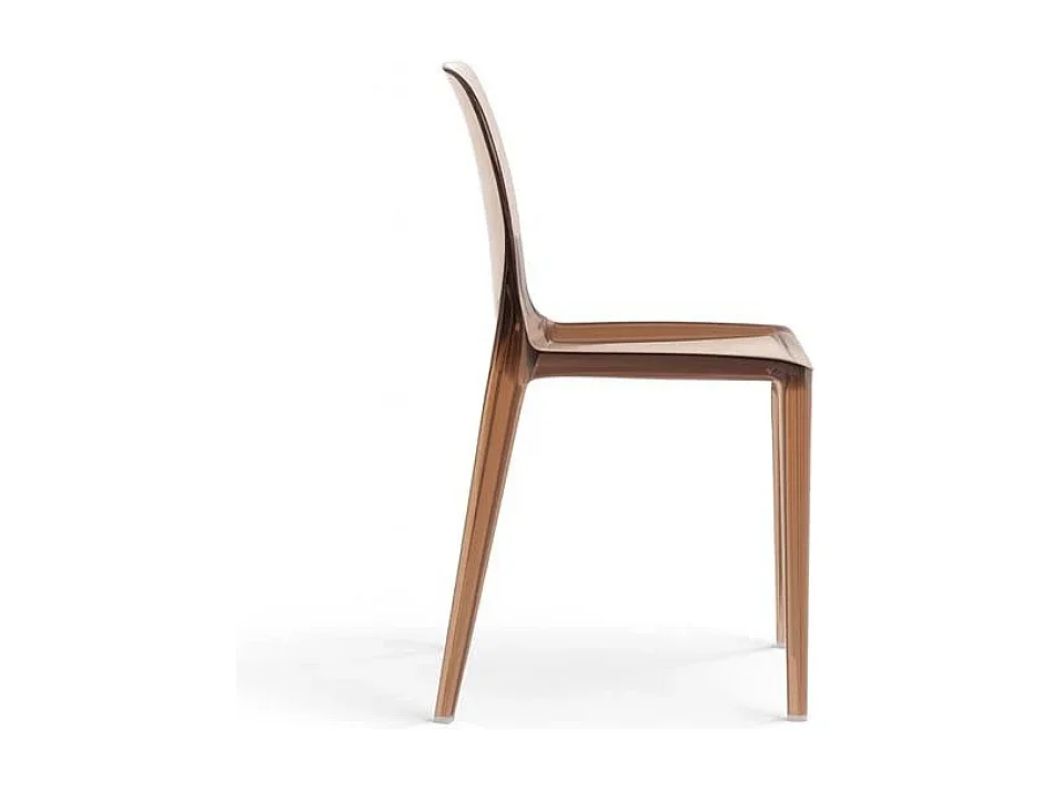 Blink, Set di 4 Sedia con gambe e seduta in policarbonato colore Cappuccino  (46.5cm X 54cm H. 82cm)