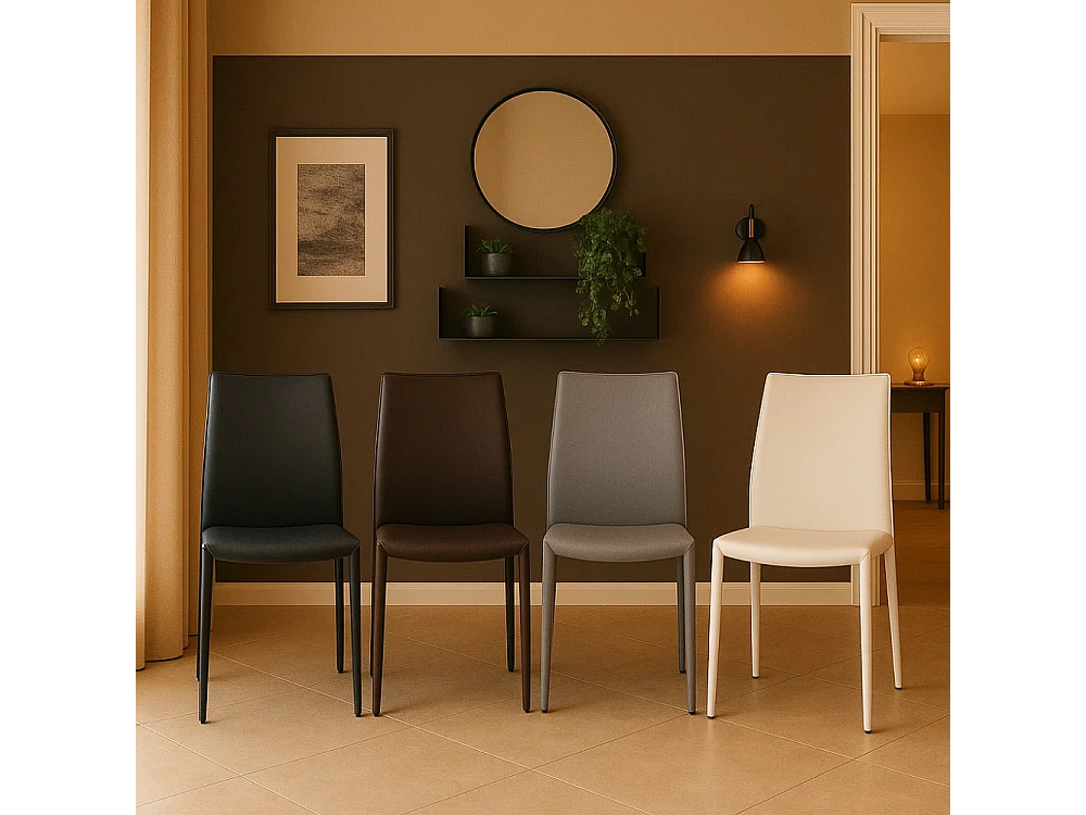 Luma, Set di 4 Sedia in similcuoio (42cm X 41cm H. 95cm)