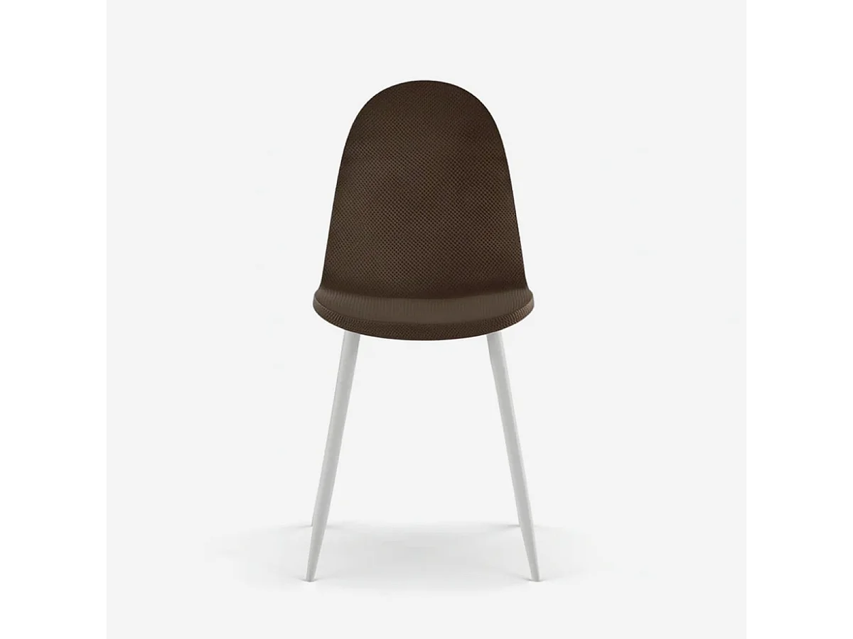 Set de 4 sillas de comedor acolchadas en ratán sintético Evelyn - Marrón