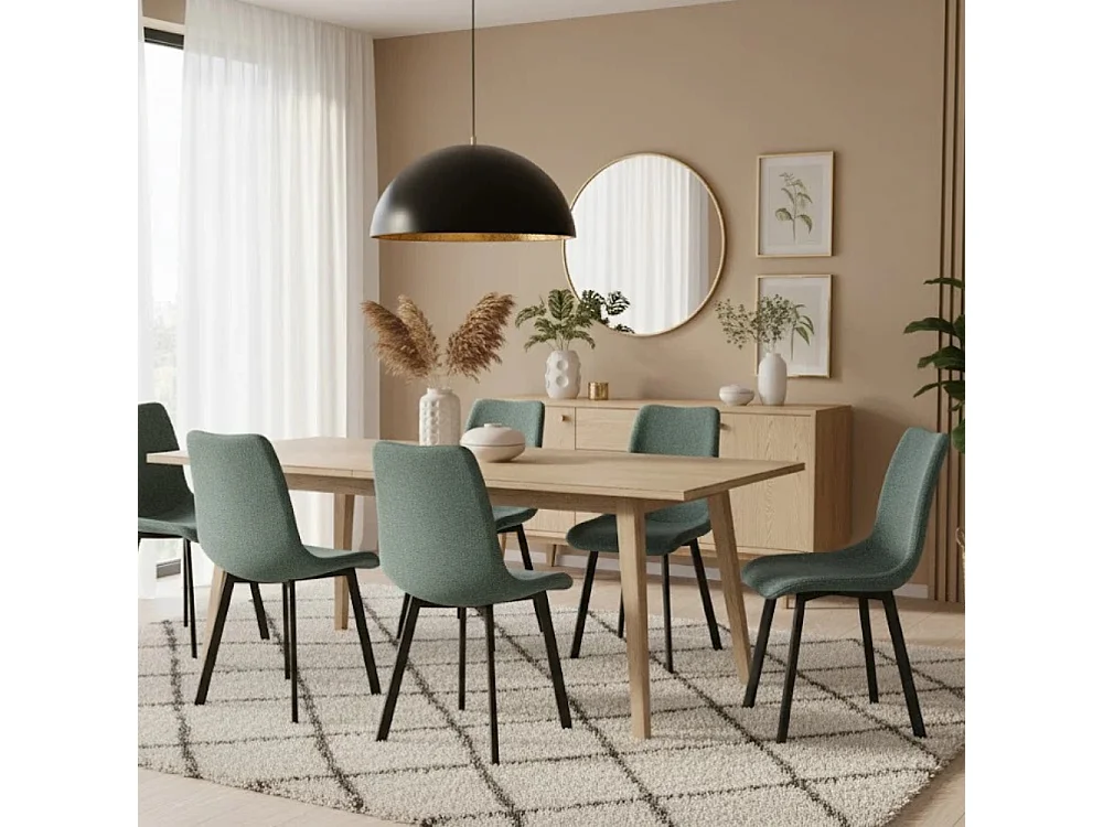 Grace, Set di 4 Sedia in tessuto easy-clean con gambe in metallo verniciato (45cm X 56cm H. 86cm)| Duzzle