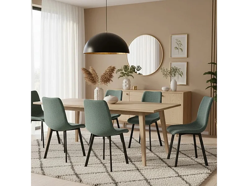 Grace, Set di 4 Sedia in tessuto easy-clean con gambe in metallo verniciato (45cm X 56cm H. 86cm)