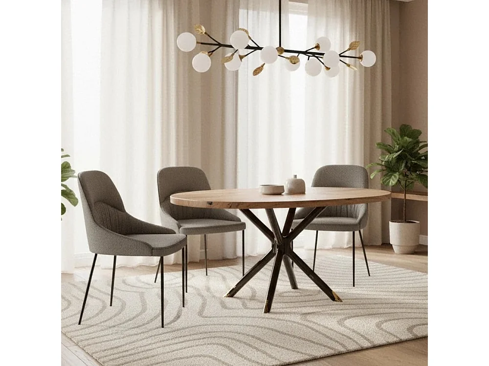 Harmony, Set di 4 Sedia in tessuto easy-clean con gambe in metallo verniciato (54cm X 63cm H. 89cm)| Duzzle