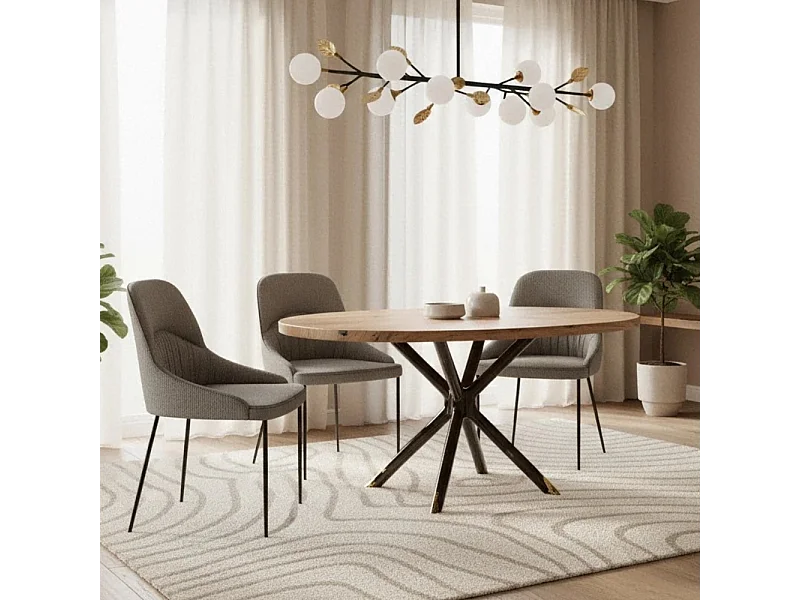 Harmony, Set di 4 Sedia in tessuto easy-clean con gambe in metallo verniciato (54cm X 63cm H. 89cm)