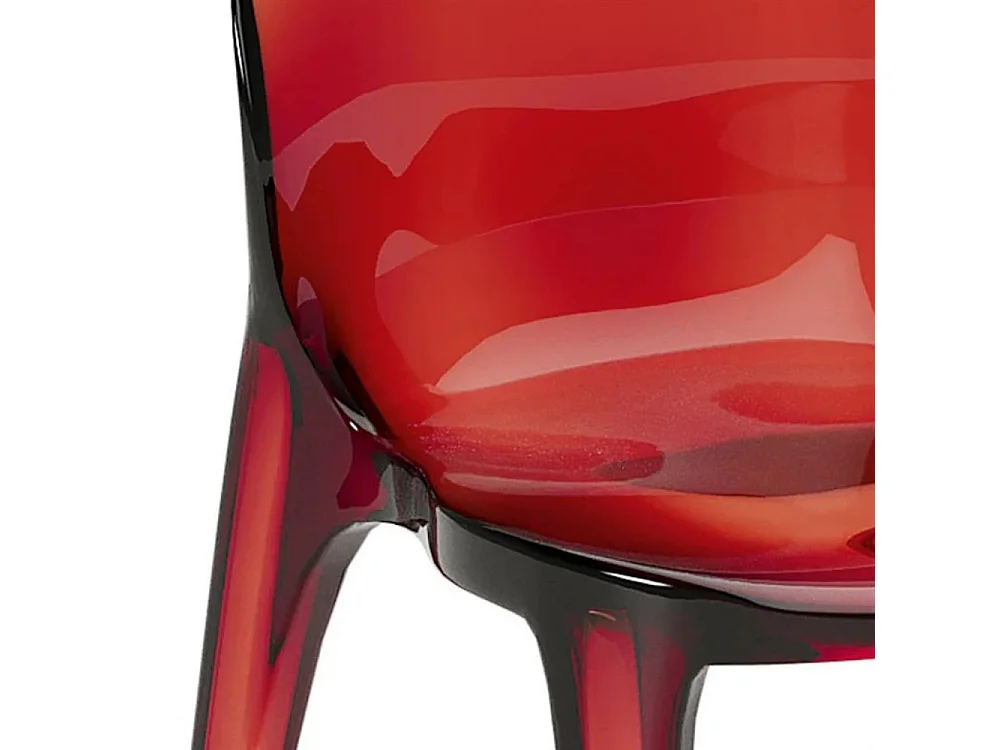 Sparkle, Set di 4 Sedia con gambe e seduta in policarbonato colore Rosso  (42.5cm X 53cm H. 82.5cm)| Duzzle