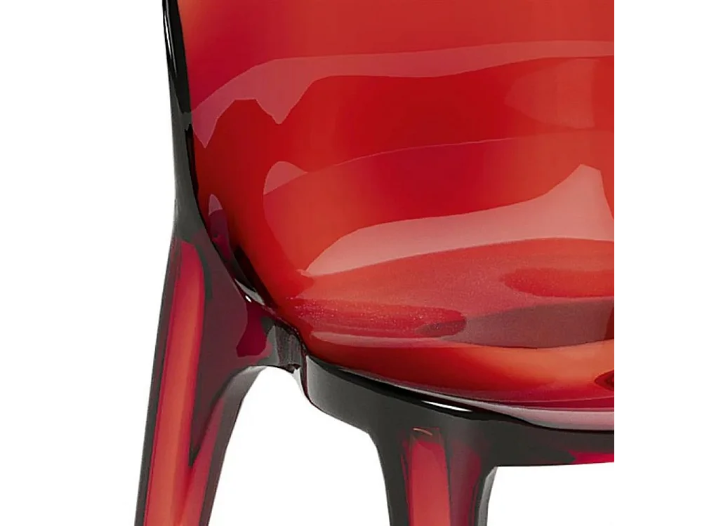 Sparkle, Set di 4 Sedia con gambe e seduta in policarbonato colore Rosso  (42.5cm X 53cm H. 82.5cm)| Duzzle