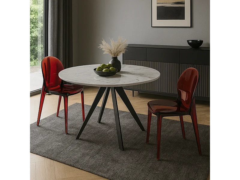 Sparkle, Set di 4 Sedia con gambe e seduta in policarbonato colore Rosso  (42.5cm X 53cm H. 82.5cm)