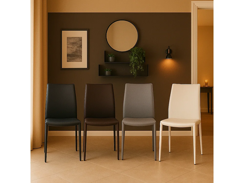 Luma, Set di 4 Sedia in similcuoio (42cm X 41cm H. 95cm)| Duzzle