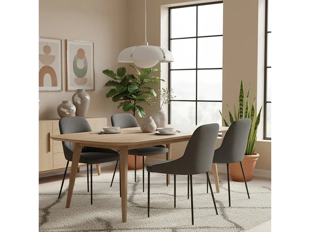 Harmony, Set di 4 Sedia in tessuto easy-clean con gambe in metallo verniciato (54cm X 63cm H. 89cm)| Duzzle