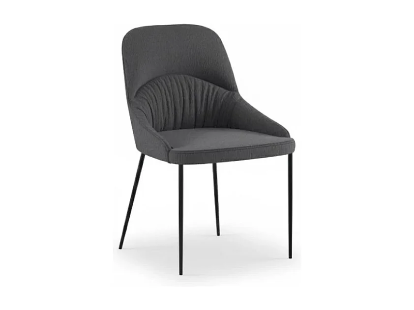 Harmony, Set di 4 Sedia in tessuto easy-clean con gambe in metallo verniciato (54cm X 63cm H. 89cm)