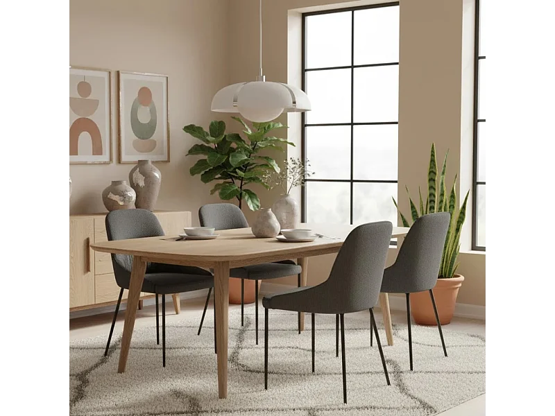 Harmony, Set di 4 Sedia in tessuto easy-clean con gambe in metallo verniciato (54cm X 63cm H. 89cm)