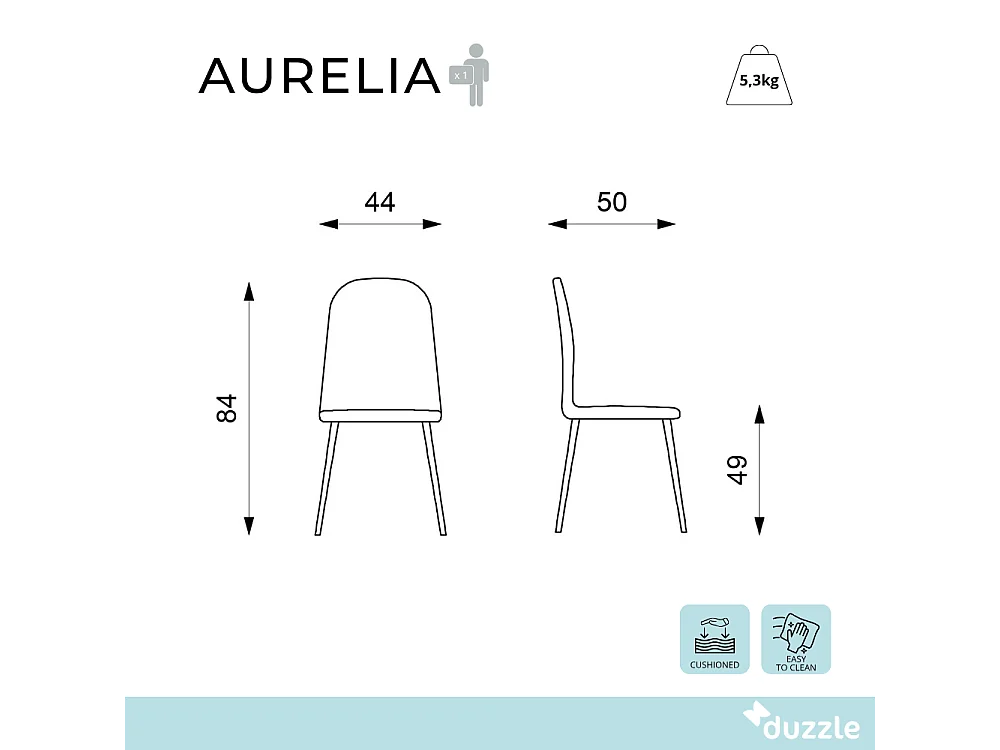 Aurelia, Set di 4 Sedia in similpelle (44cm X 50cm H. 84cm)