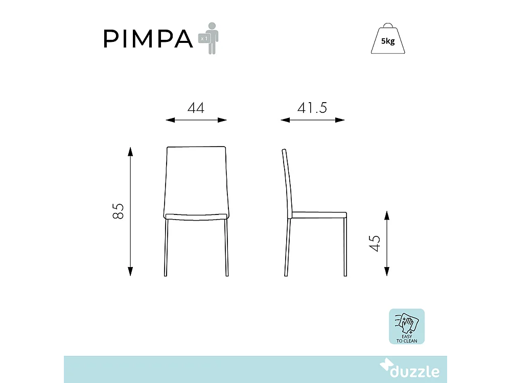 Pimpa, Set di 4 Sedia in similpelle (41.5cm X 44cm H. 85cm)