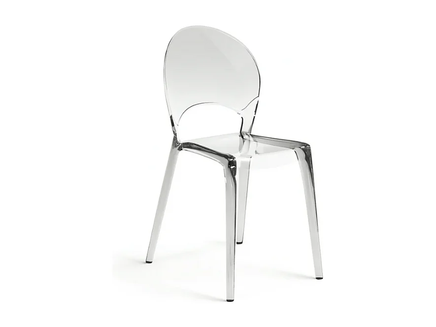 Pop, Set di 4 Sedia con gambe e seduta in policarbonato Trasparente   (49.5cm X 53cm H. 84cm)| Duzzle