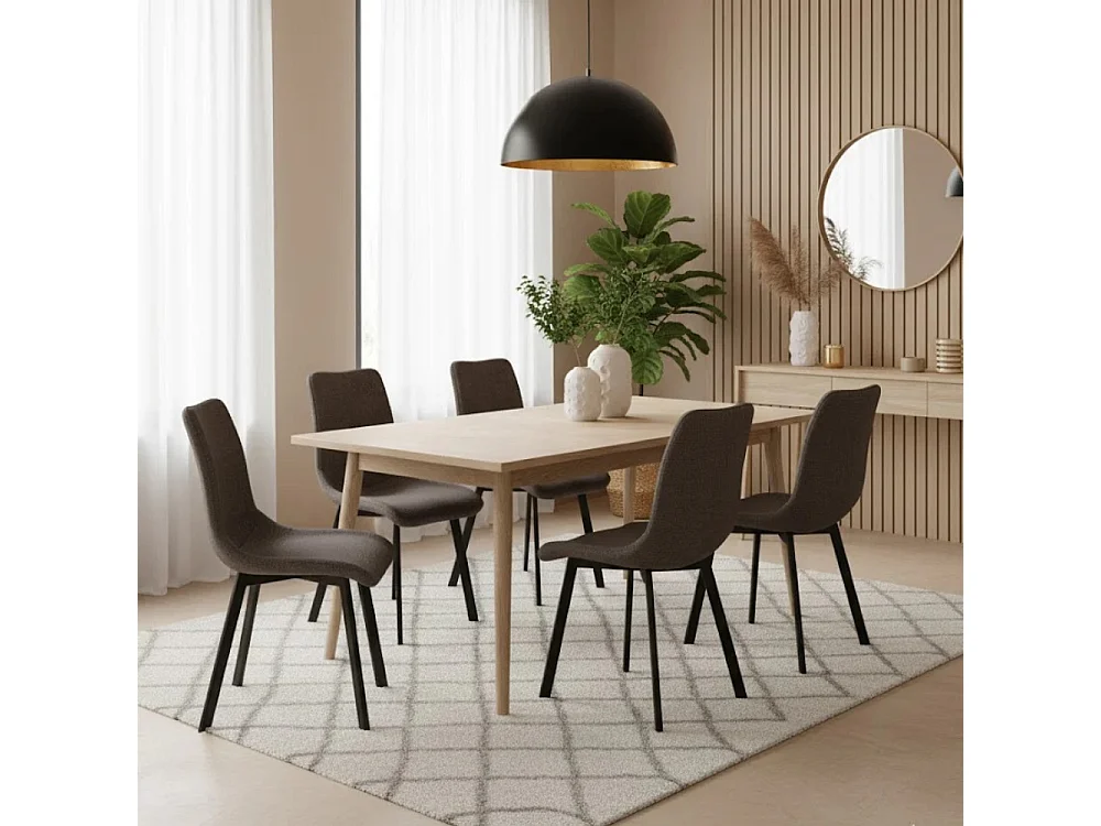 Grace, Set di 4 Sedia in tessuto easy-clean con gambe in metallo verniciato (45cm X 56cm H. 86cm)