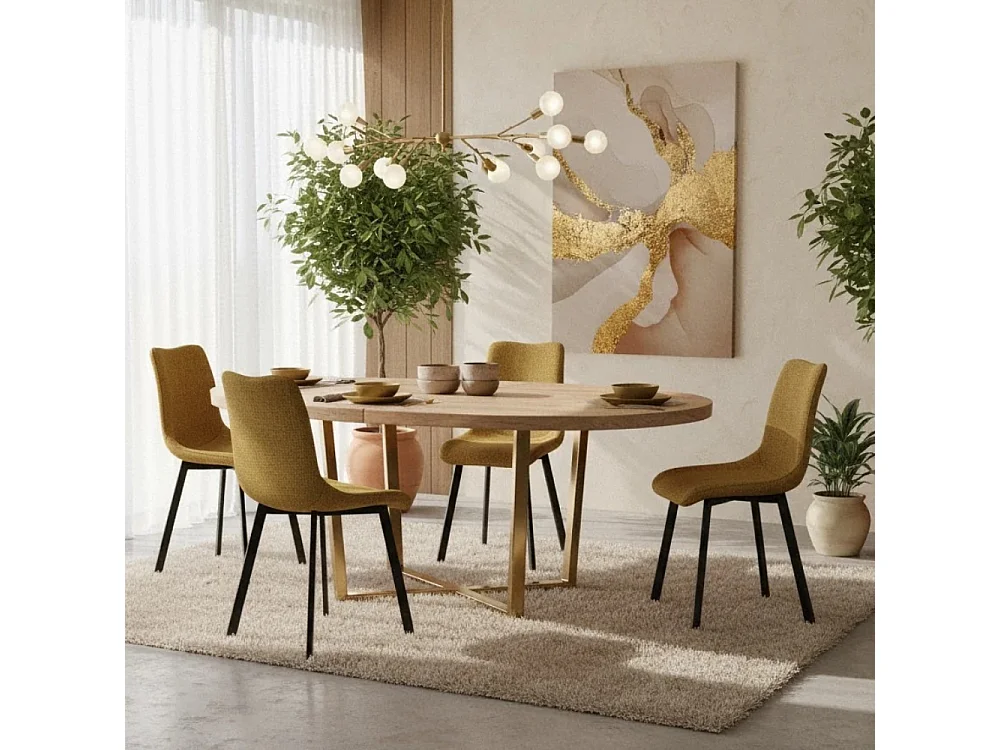 Grace, Set di 4 Sedia in tessuto easy-clean con gambe in metallo verniciato (45cm X 56cm H. 86cm)| Duzzle