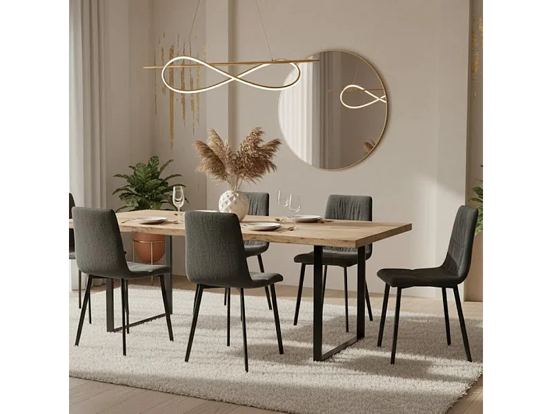 Daisy, Set di 4 Sedia in tessuto easy-clean con gambe in metallo verniciato (46cm X 55cm H. 87.5cm)