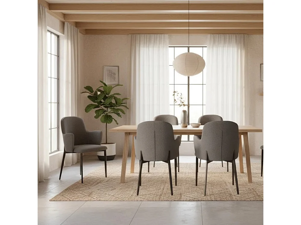 Flow, Set di 4 Sedia in tessuto easy-clean con gambe in metallo verniciato (53.5cm X 62.5cm H. 80cm)| Duzzle