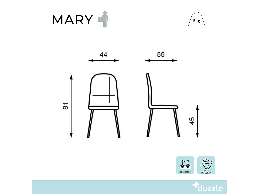 Mary, Set di 4 Sedia in tessuto  (55cm X 44cm H. 81cm)