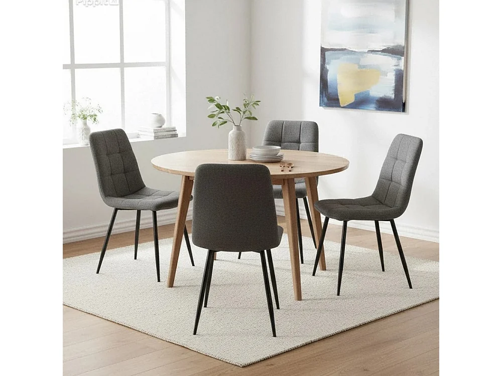 Lot de 4 chaises de salle à manger modernes en tissu et métal Mary