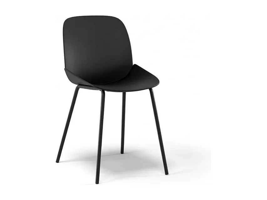 Cassandra, Set di 4 Sedia in polipropilene con gambe metallo verniciato (46cm X 55cm H. 79cm)| Duzzle