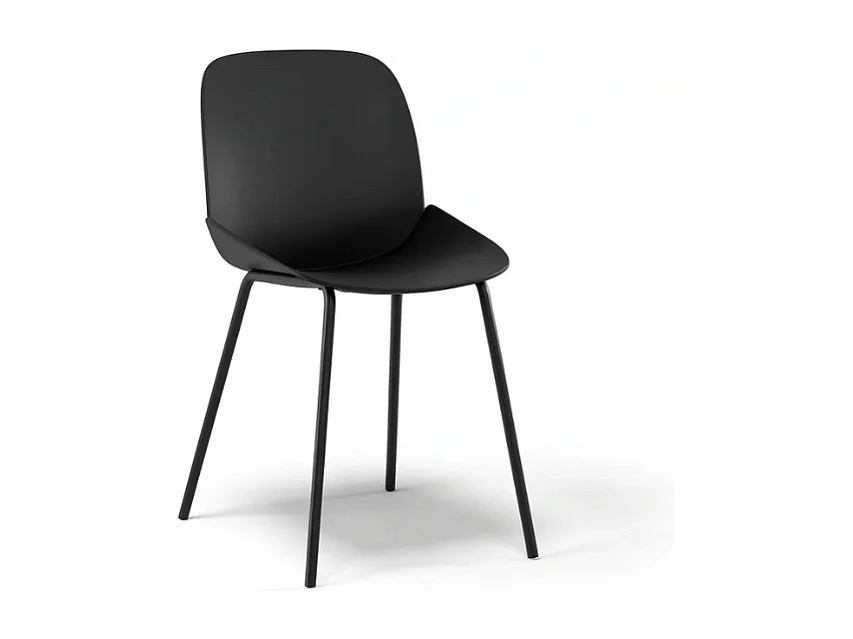 Cassandra, Set di 4 Sedia in polipropilene con gambe metallo verniciato (46cm X 55cm H. 79cm)| Duzzle