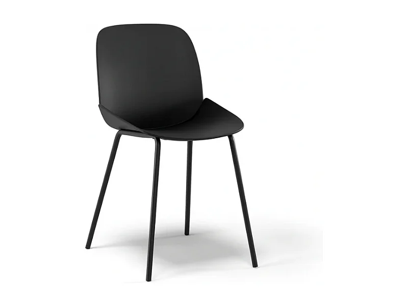 Cassandra, Set di 4 Sedia in polipropilene con gambe metallo verniciato (46cm X 55cm H. 79cm)| Duzzle