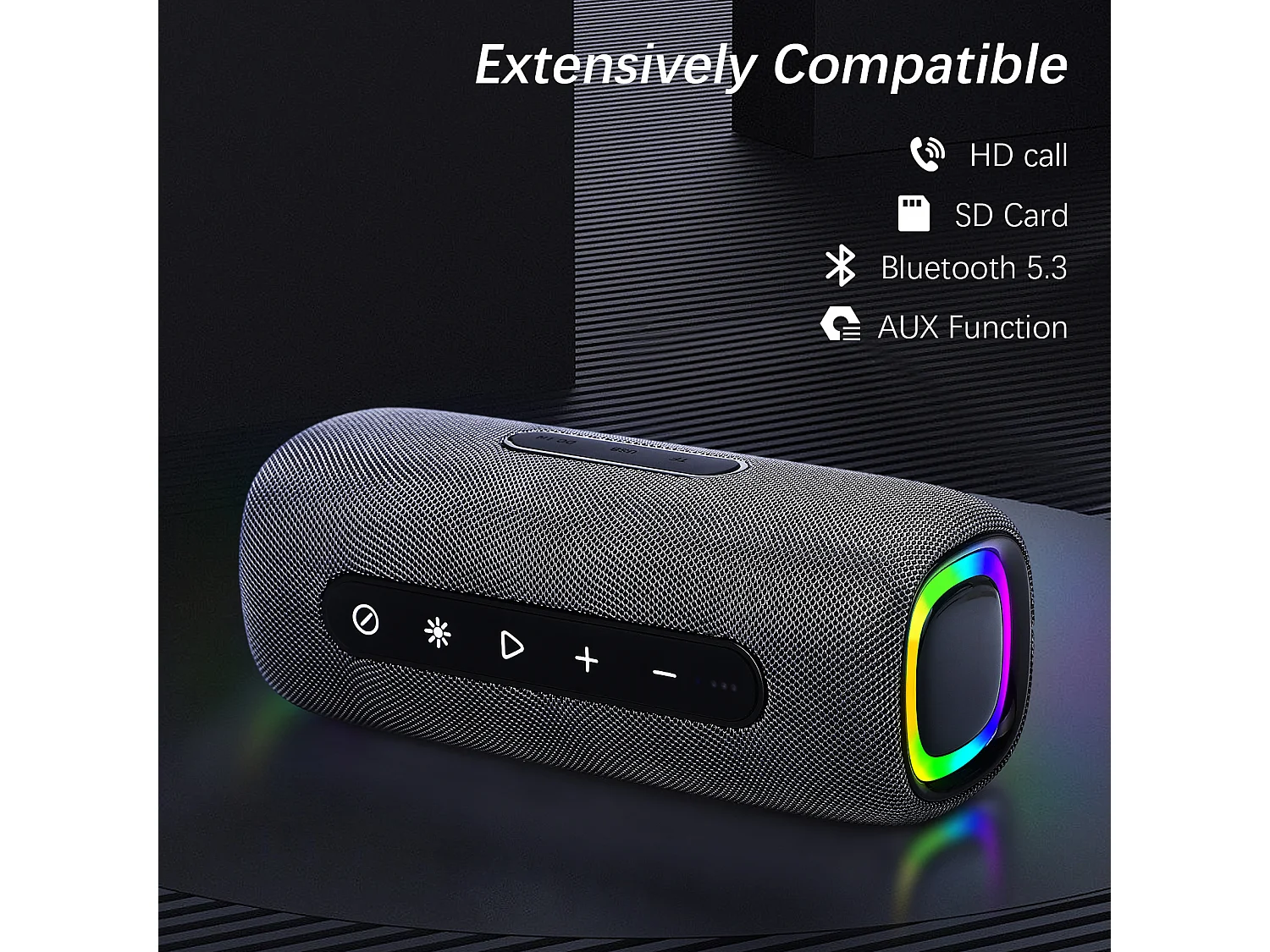 Enceinte Bluetooth Portable - sans Fil avec Bass Puissantes - Son Surround à 360 degrés - Appairage TWS - Haut Parleur Bluetooth pour l'extérieur/La Fête/Voyage