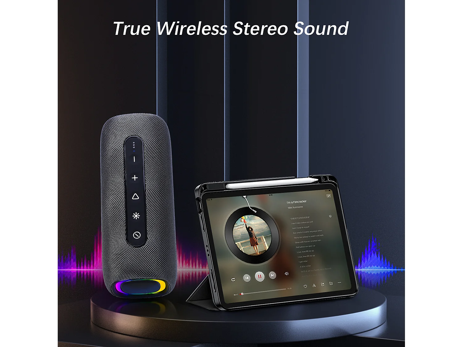 Enceinte Bluetooth Portable - sans Fil avec Bass Puissantes - Son Surround à 360 degrés - Appairage TWS - Haut Parleur Bluetooth pour l'extérieur/La Fête/Voyage