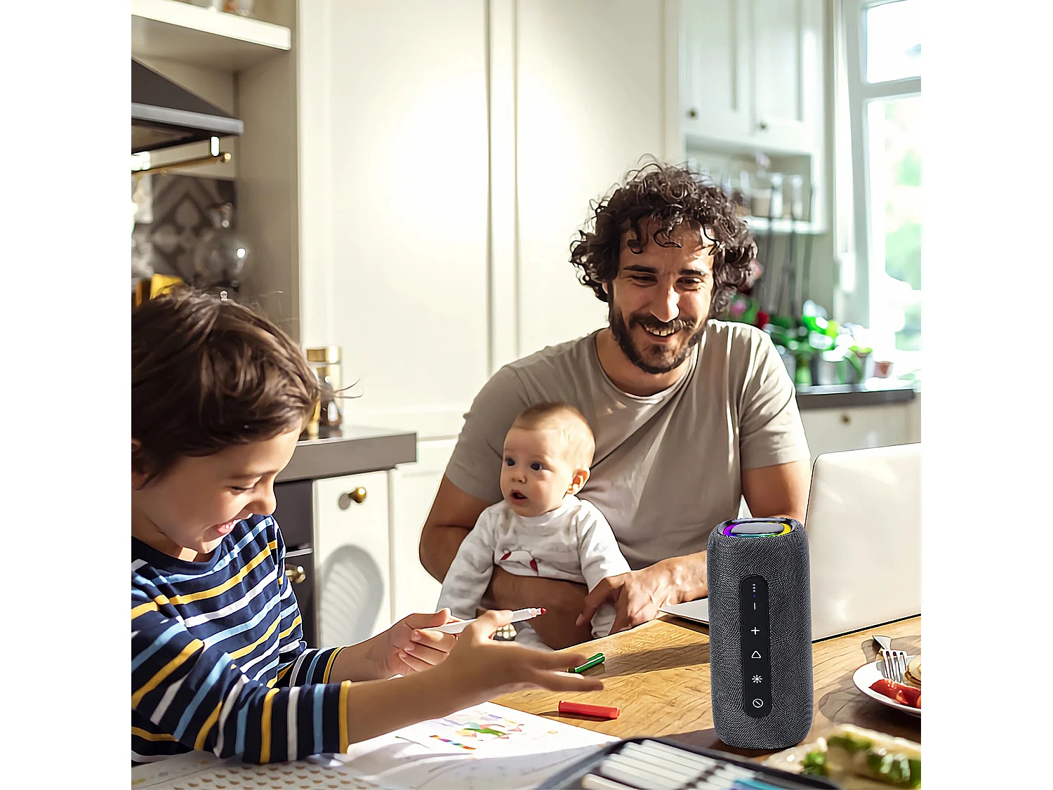 Enceinte Bluetooth Portable - sans Fil avec Bass Puissantes - Son Surround à 360 degrés - Appairage TWS - Haut Parleur Bluetooth pour l'extérieur/La Fête/Voyage