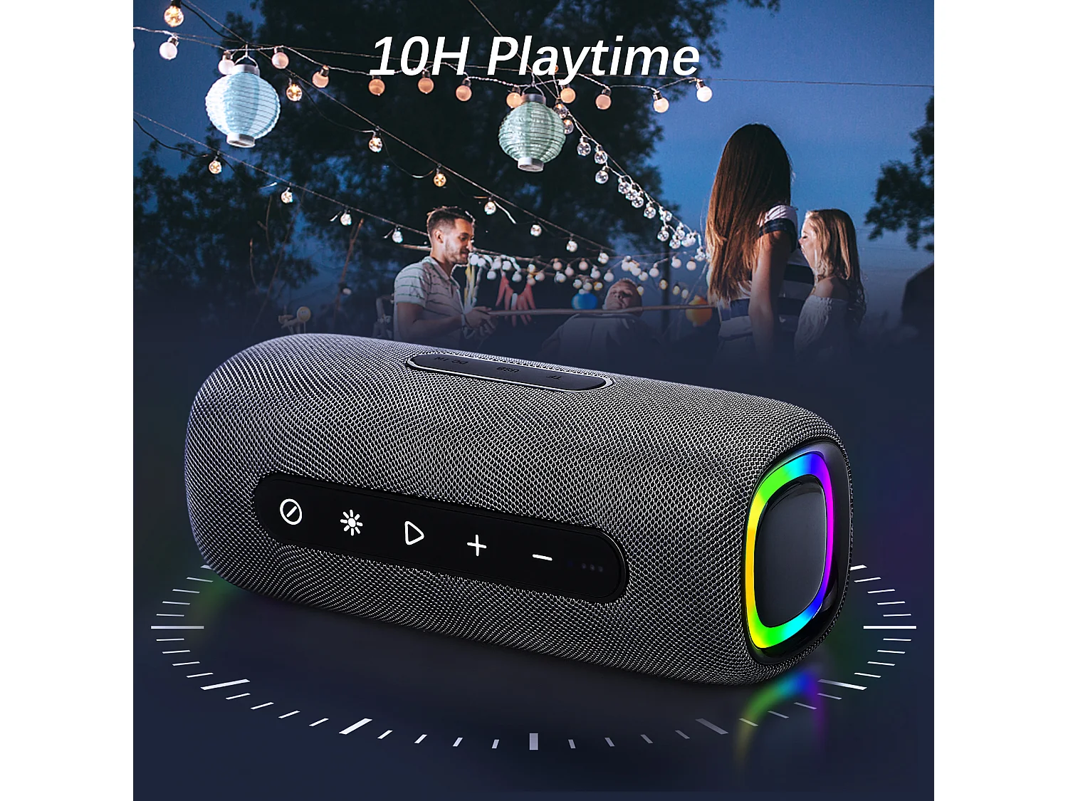 Enceinte Bluetooth Portable - sans Fil avec Bass Puissantes - Son Surround à 360 degrés - Appairage TWS - Haut Parleur Bluetooth pour l'extérieur/La Fête/Voyage