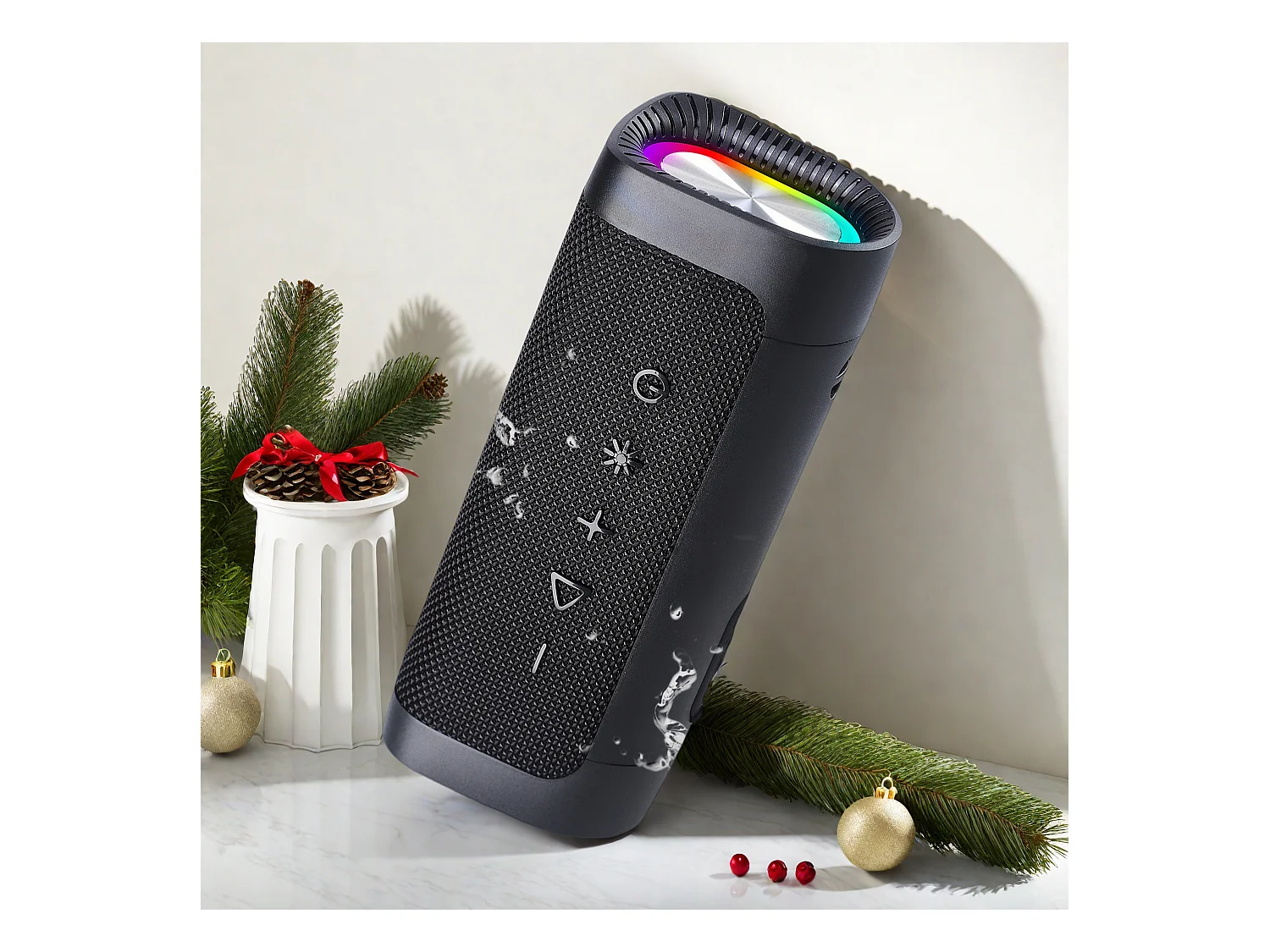 Enceinte Bluetooth Portable, Bluetooth 5.0, Support 128Go TF Carte, Autonomie 10H avec Port AUX, pour Soirées, Randonnées, Voyage