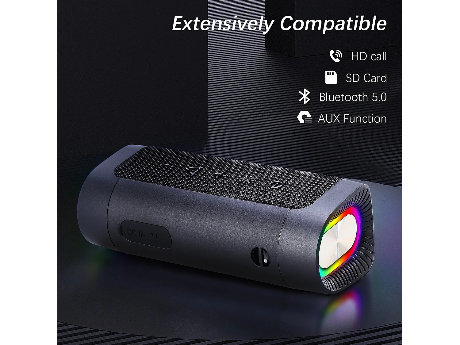 Enceinte Bluetooth Portable - Bluetooth 5.0 - Support 128Go TF Carte - Autonomie 10H avec Port AUX - pour Soirées,Randonnées,Voyage