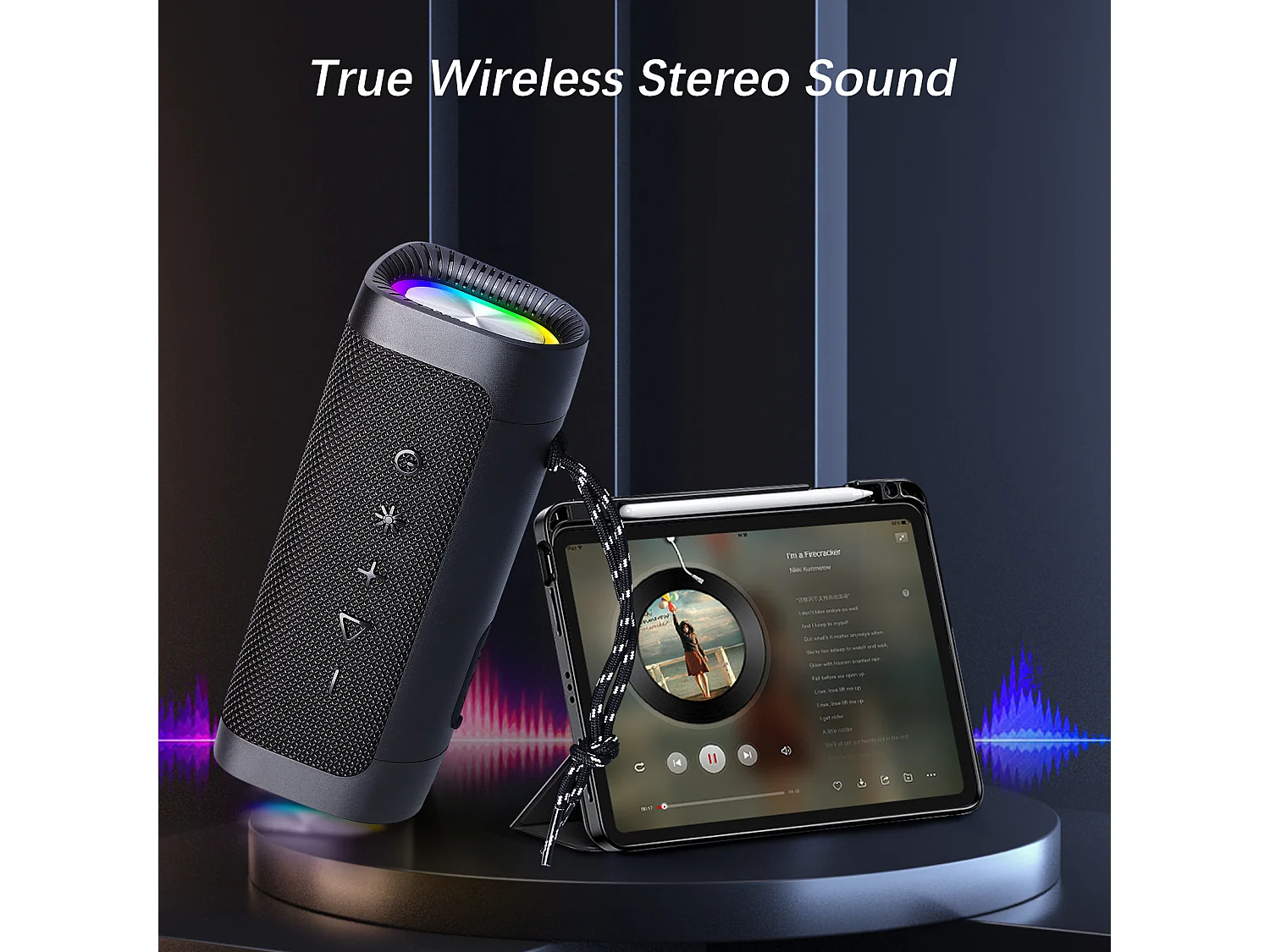 Enceinte Bluetooth Portable - Bluetooth 5.0 - Support 128Go TF Carte - Autonomie 10H avec Port AUX - pour Soirées,Randonnées,Voyage