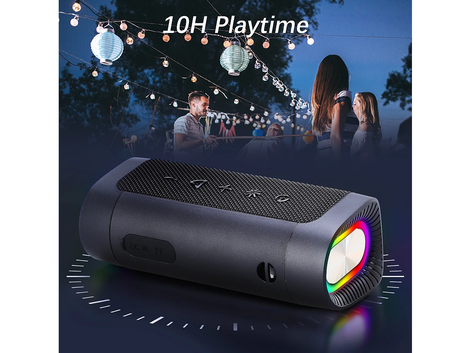Enceinte Bluetooth Portable - Bluetooth 5.0 - Support 128Go TF Carte - Autonomie 10H avec Port AUX - pour Soirées,Randonnées,Voyage
