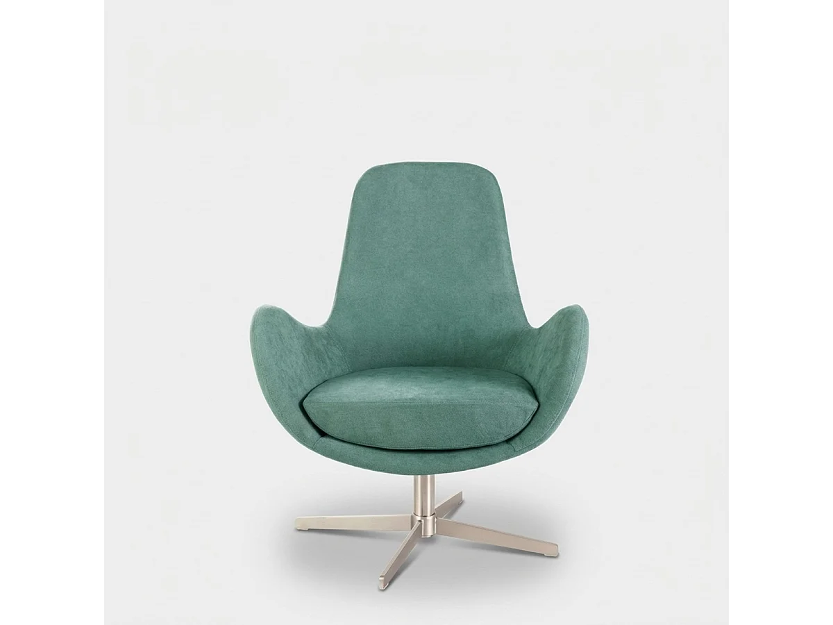 Sillón giratorio moderno de tela para salón y oficina Sakura - Azul