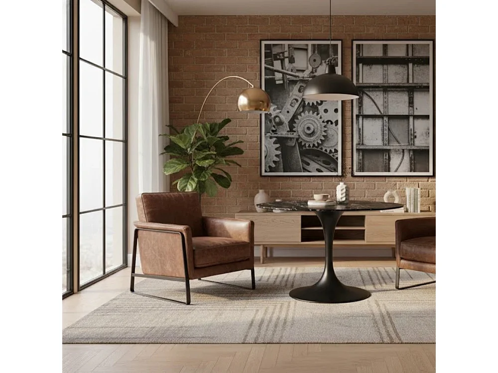 Circe, Tavolo fisso con top in ceramica Marmo nero (120cm X 120cm H. 76cm)