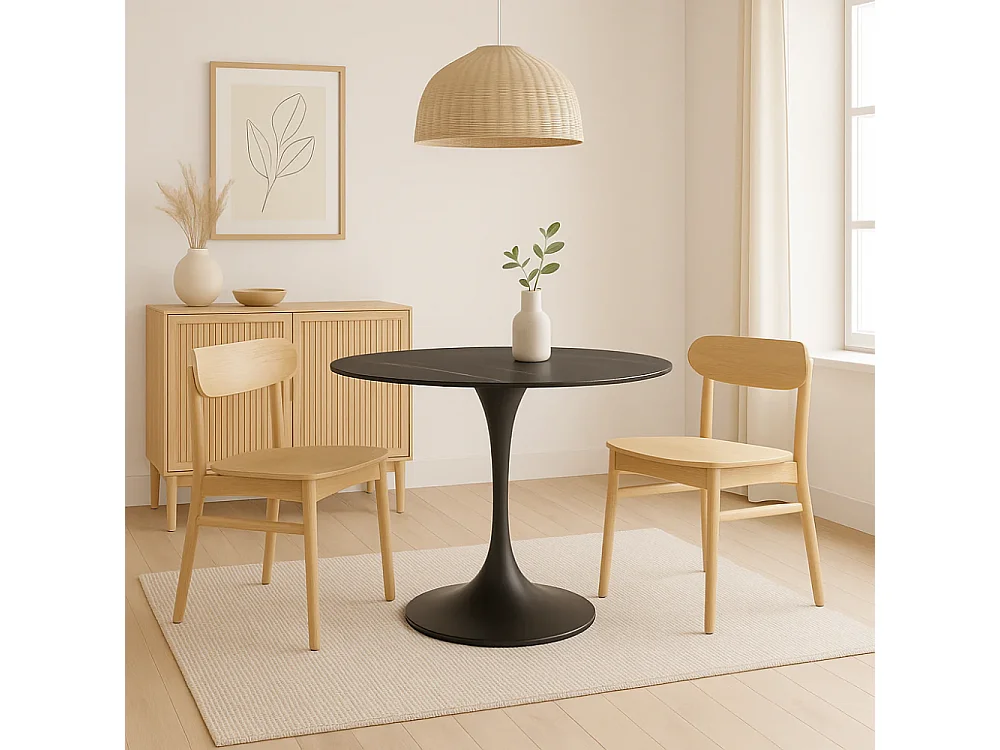 Circe, Tavolo fisso con top in ceramica Marmo nero (120cm X 120cm H. 76cm)