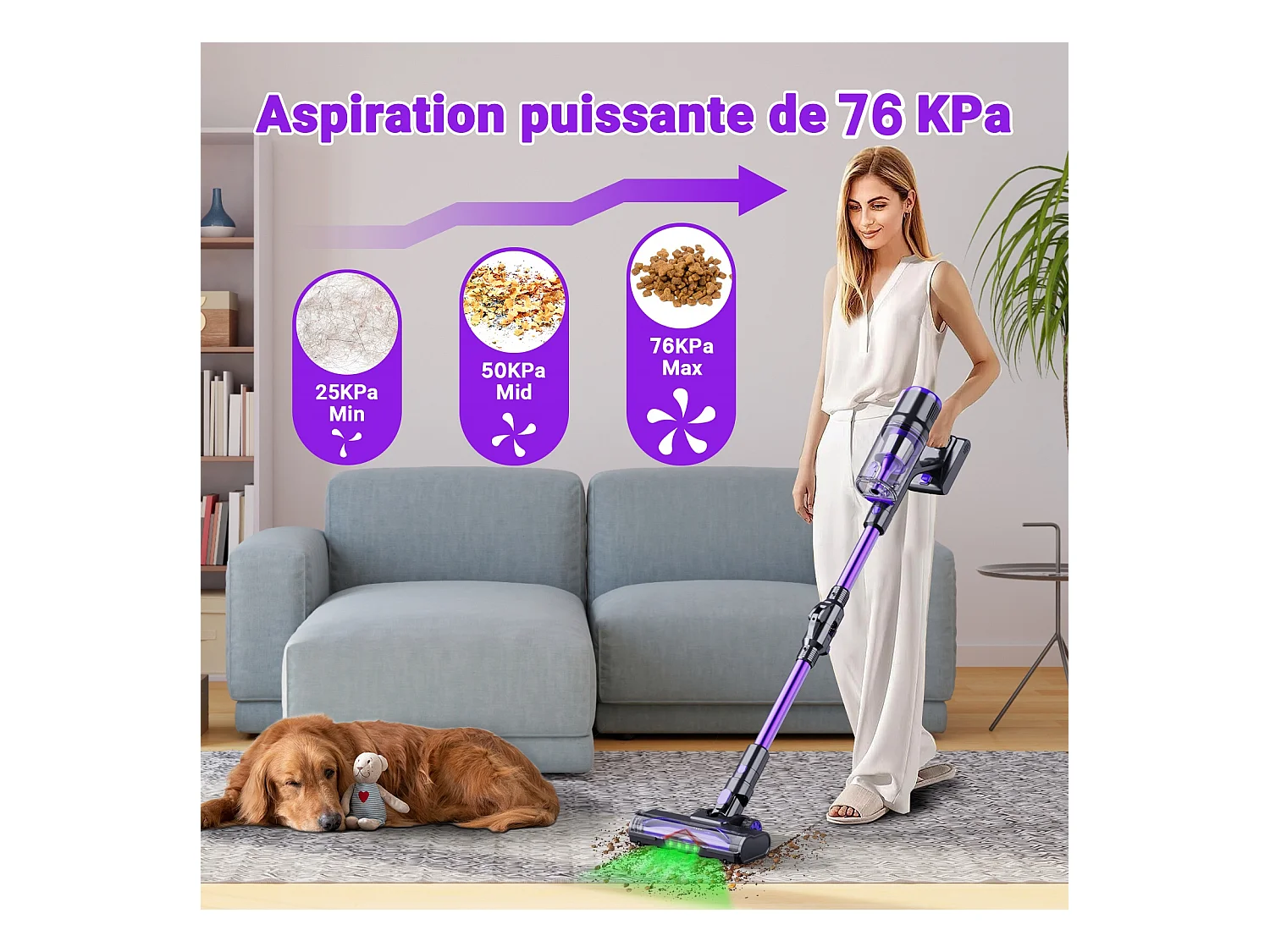 Aspirateur Balai Sans Fil - KILISKY - 700W - Écran Tactile - 65 min Autonomie - Filtre HEPA