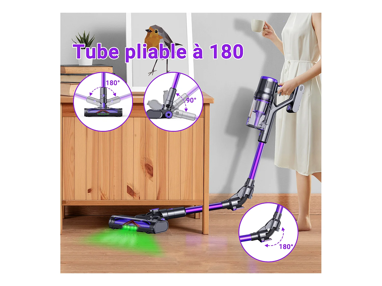 Aspirateur Balai Sans Fil - KILISKY - 700W - Écran Tactile - 65 min Autonomie - Filtre HEPA