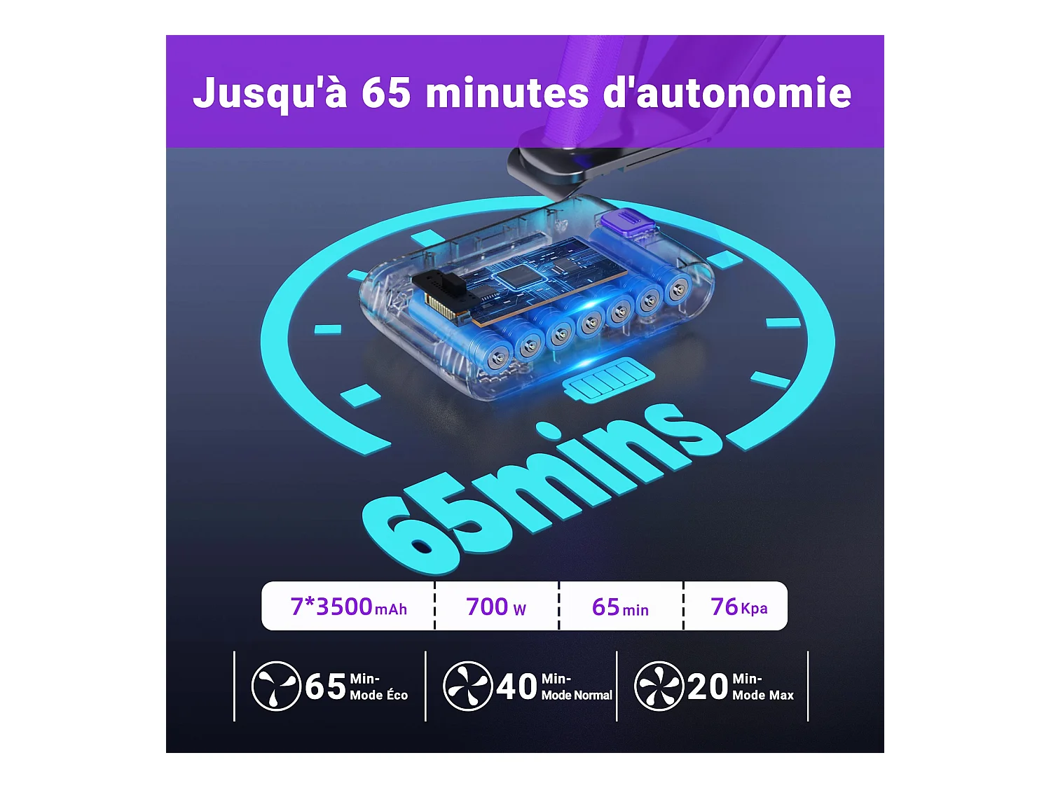 Aspirateur Balai Sans Fil - KILISKY - 700W - Écran Tactile - 65 min Autonomie - Filtre HEPA