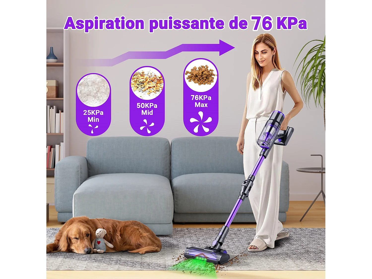 Aspirateur Balai Sans Fil - KILISKY - 700W - Écran Tactile - 65 min Autonomie - Filtre HEPA