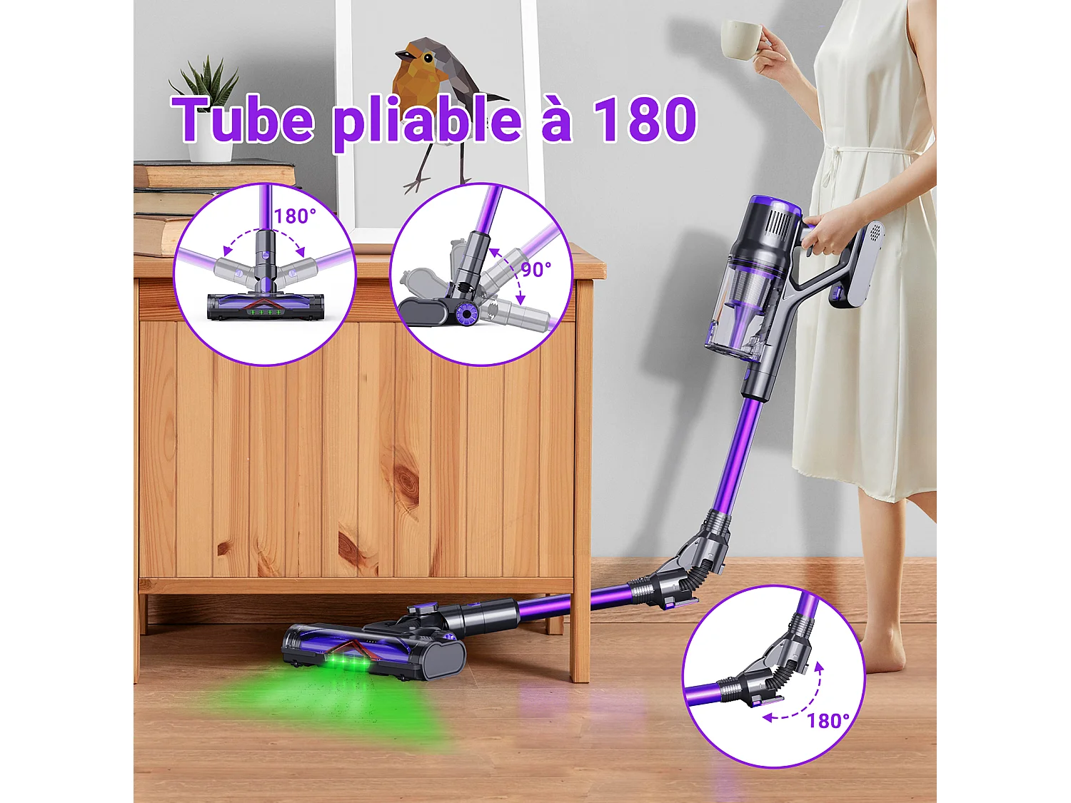 Aspirateur Balai Sans Fil - KILISKY - 700W - Écran Tactile - 65 min Autonomie - Filtre HEPA