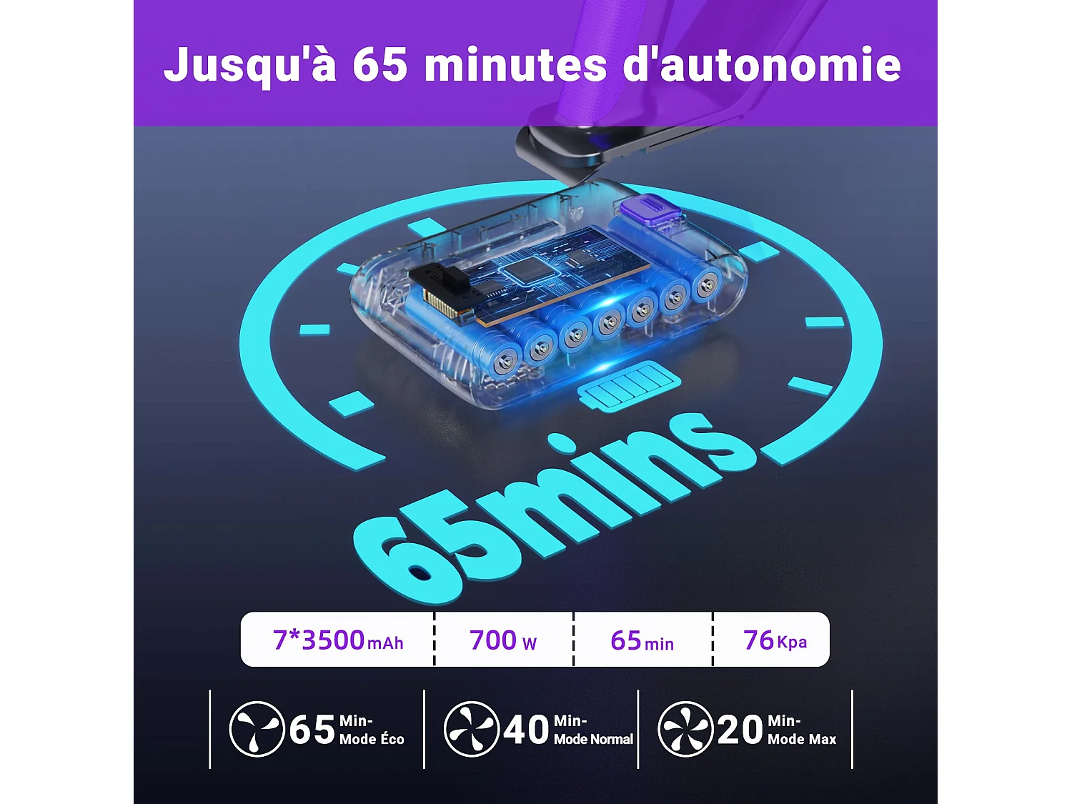 Aspirateur Balai Sans Fil - KILISKY - 700W - Écran Tactile - 65 min Autonomie - Filtre HEPA
