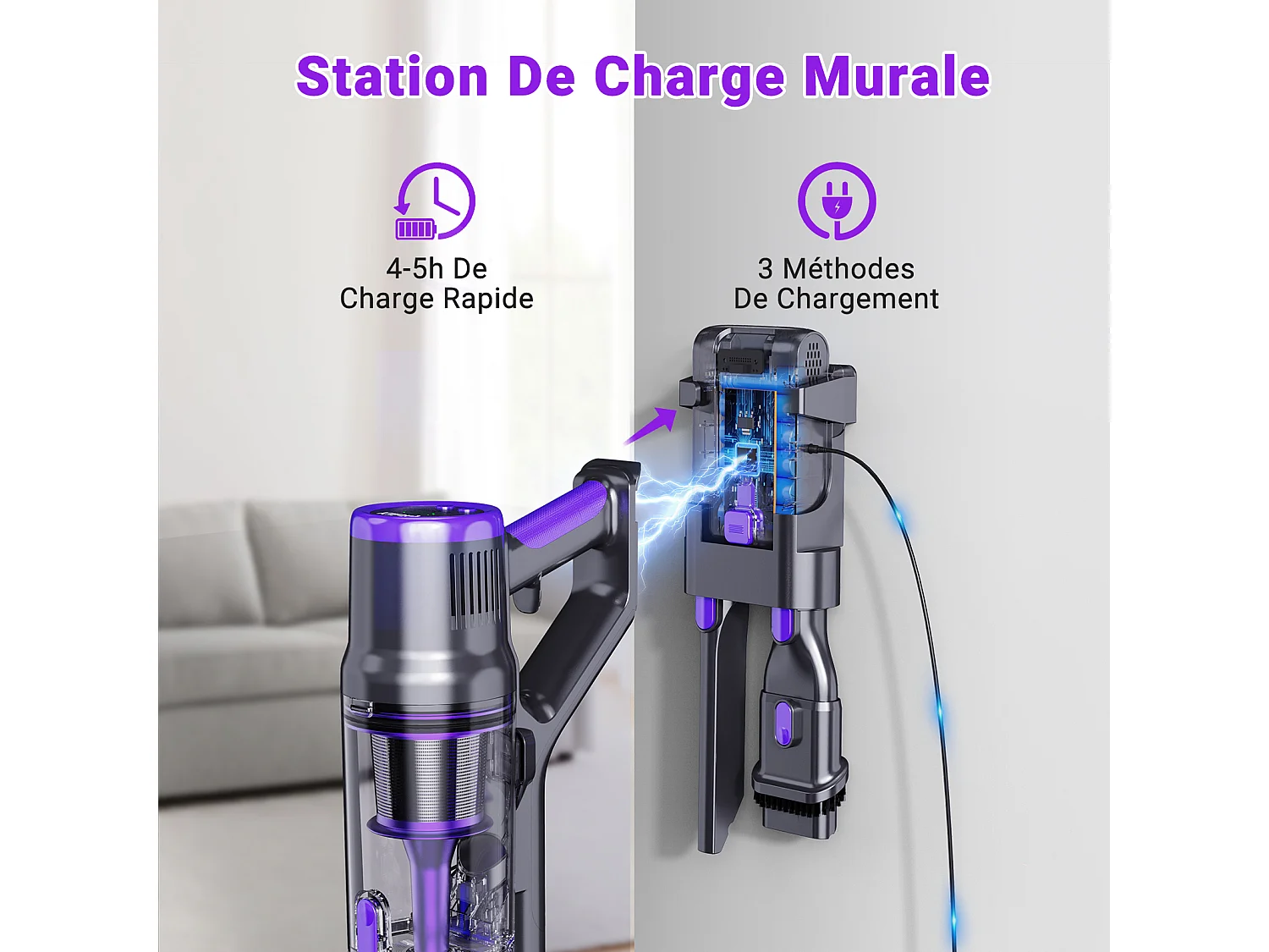 Aspirateur Balai Sans Fil - KILISKY - 700W - Écran Tactile - 65 min Autonomie - Filtre HEPA