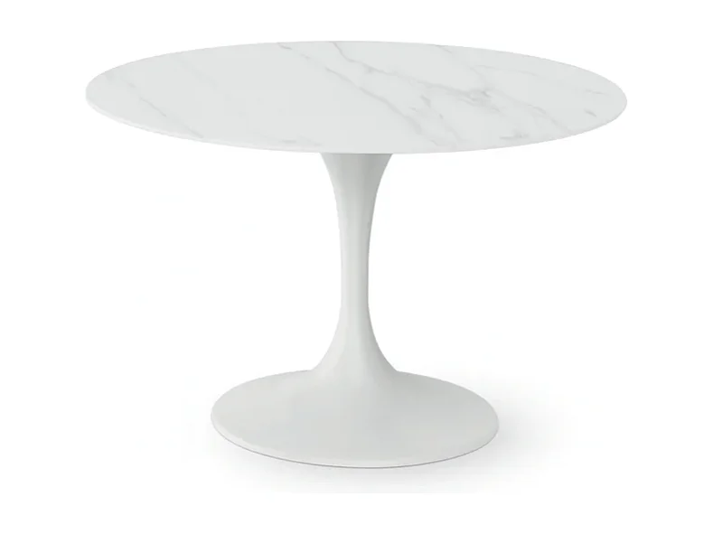 Circe, Tavolo fisso con top in ceramica Marmo bianco (120cm X 120cm H. 76cm)